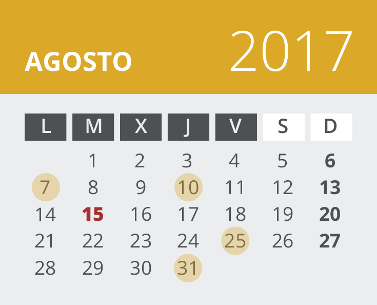 Calendario de Álava. Agosto